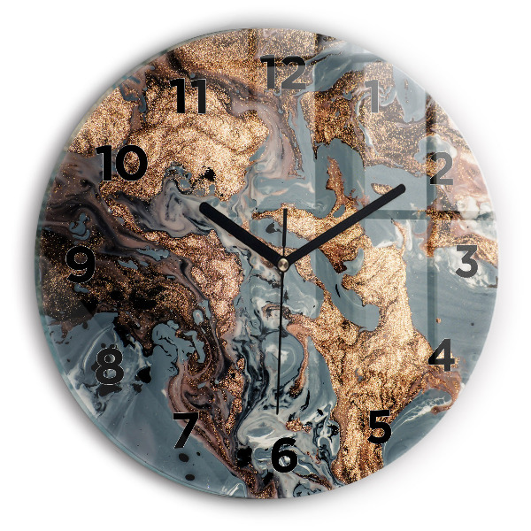 Horloge ronde Marbre doré abstrait