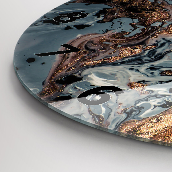 Horloge ronde Marbre doré abstrait