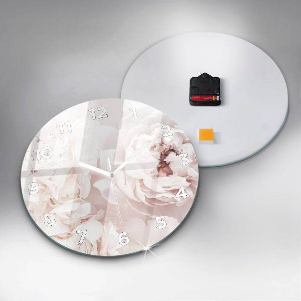 Pendule murale ronde Fleurs de pivoine