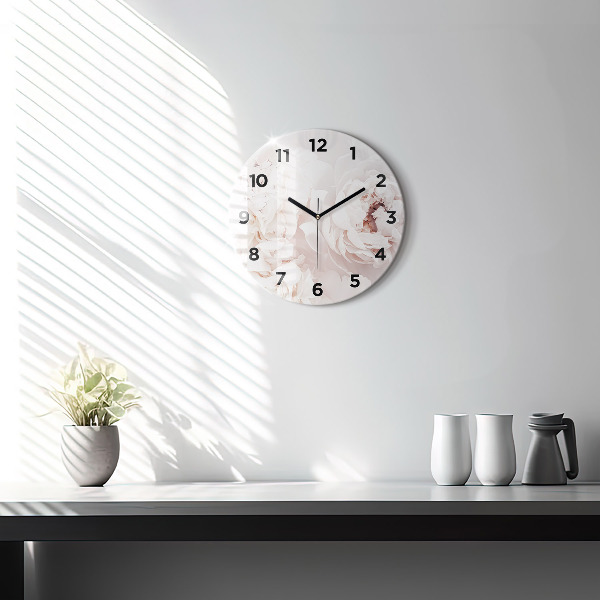 Pendule murale ronde Fleurs de pivoine