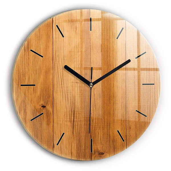 Pendule murale ronde planches de bois