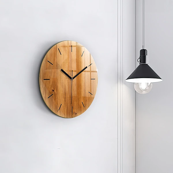 Pendule murale ronde planches de bois
