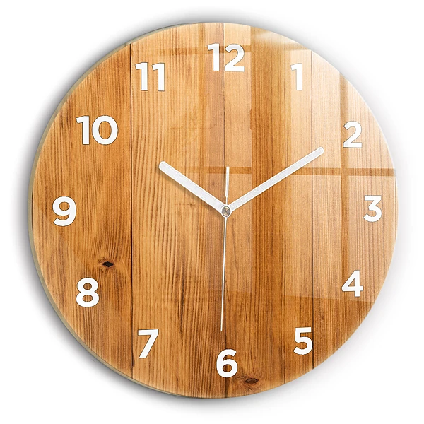Pendule murale ronde planches de bois