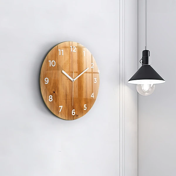 Pendule murale ronde planches de bois