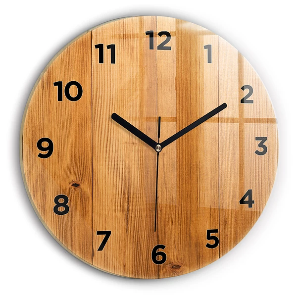 Pendule murale ronde planches de bois