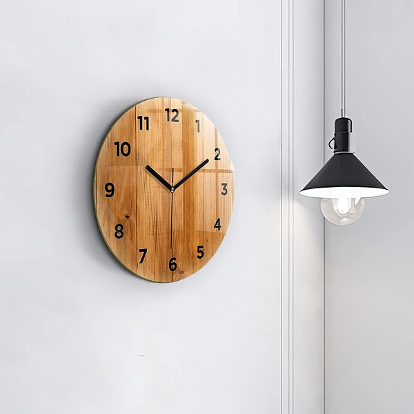 Pendule murale ronde planches de bois