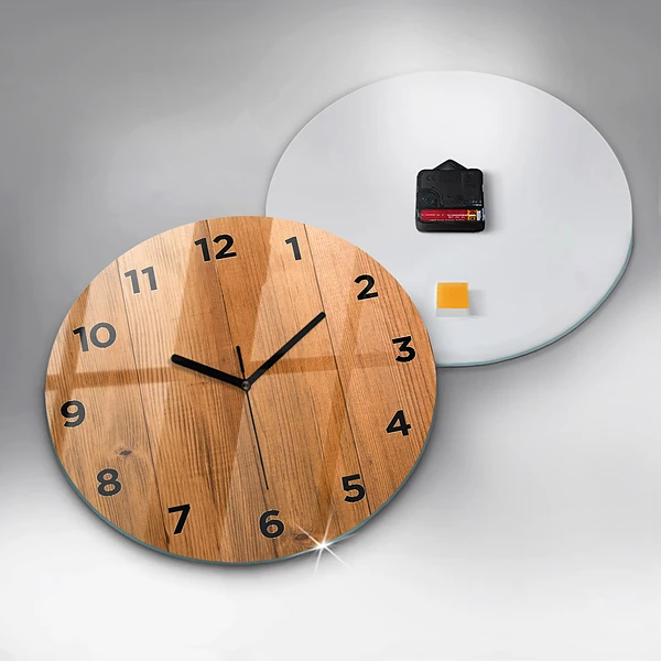 Pendule murale ronde planches de bois