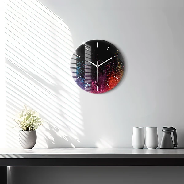 Pendule murale ronde Explosion de couleurs