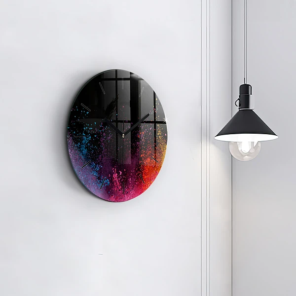 Pendule murale ronde Explosion de couleurs