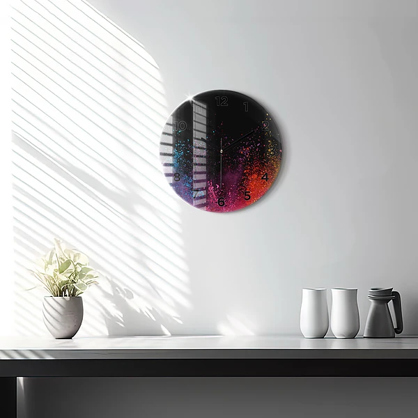 Pendule murale ronde Explosion de couleurs