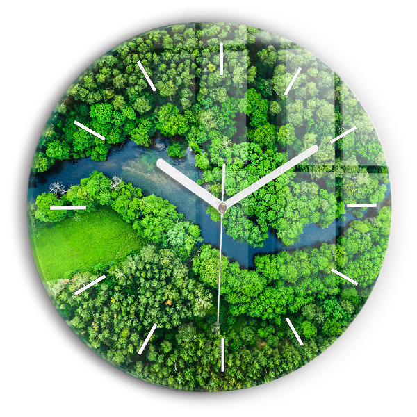 Pendule murale ronde Rivière dans la forêt