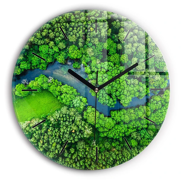 Pendule murale ronde Rivière dans la forêt
