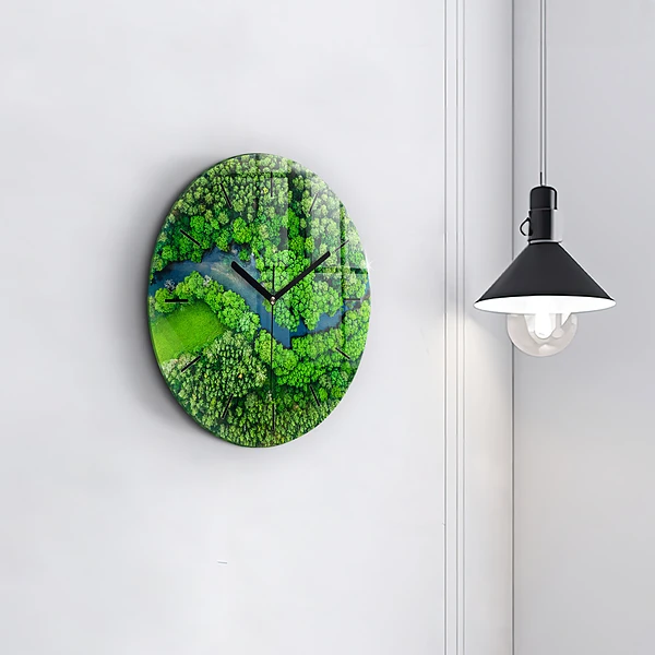 Pendule murale ronde Rivière dans la forêt