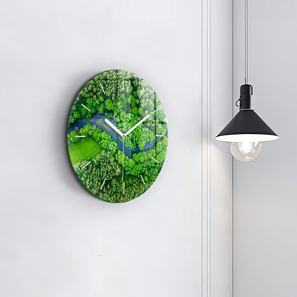 Pendule murale ronde Rivière dans la forêt