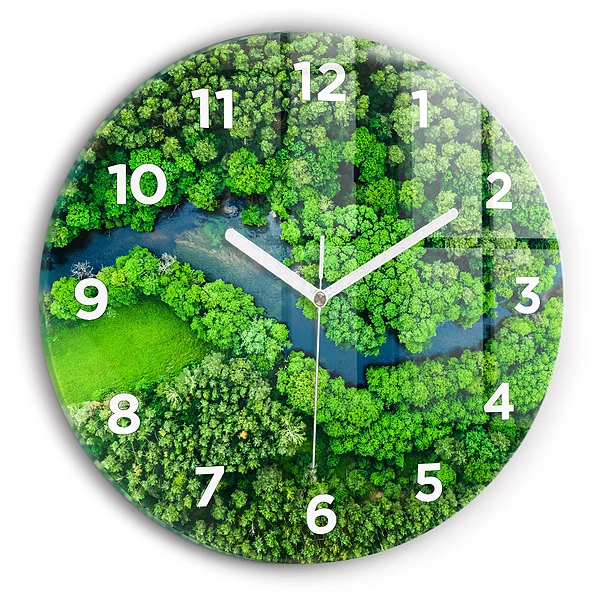 Pendule murale ronde Rivière dans la forêt