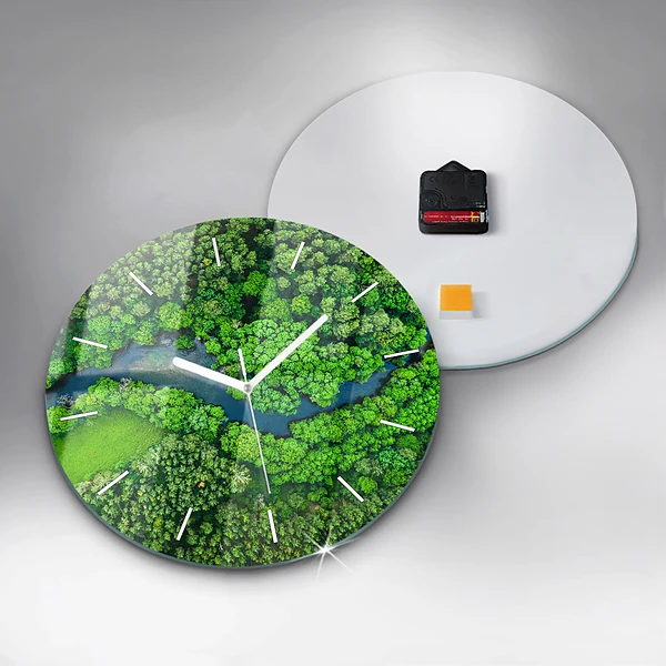 Pendule murale ronde Rivière dans la forêt