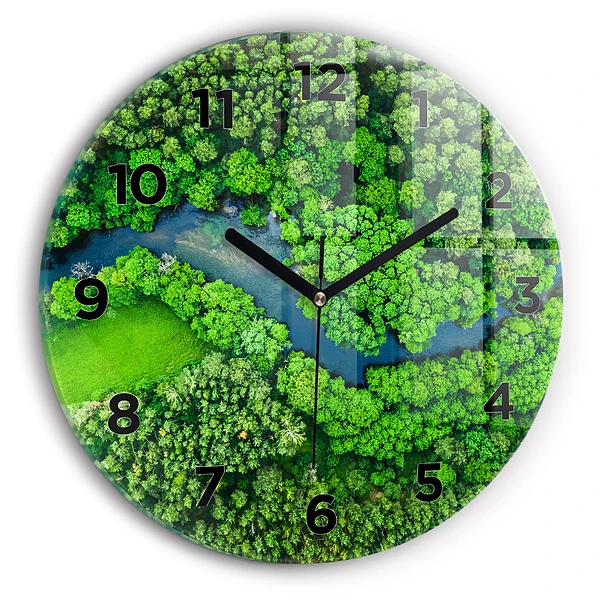 Pendule murale ronde Rivière dans la forêt