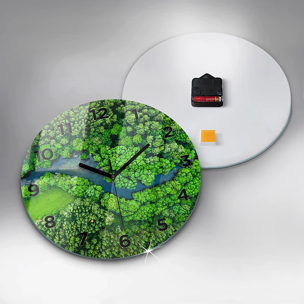 Pendule murale ronde Rivière dans la forêt