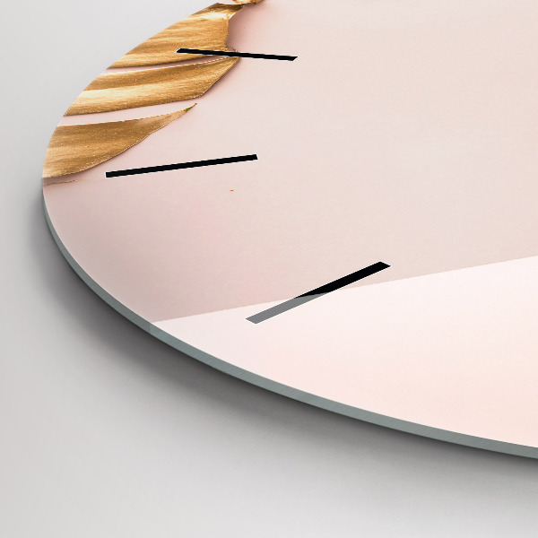 Pendule murale ronde Feuilles tropicales dorées