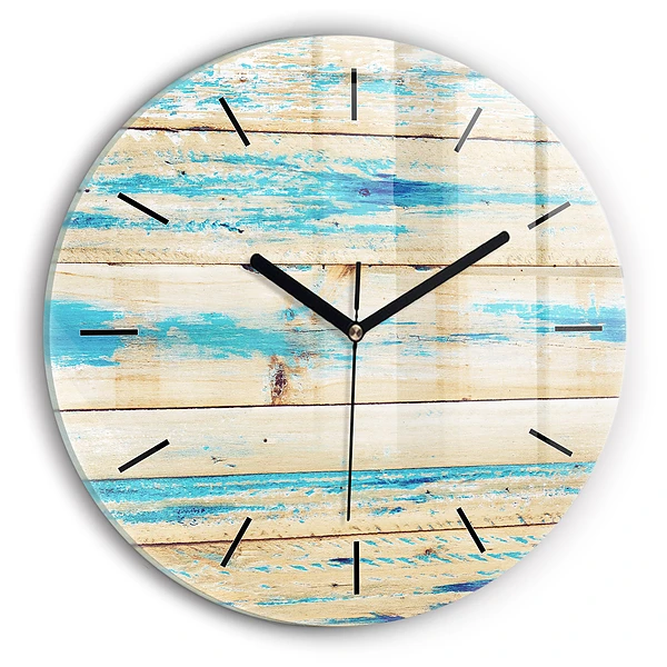 Horloge ronde Bois rayé