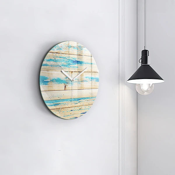Horloge ronde Bois rayé