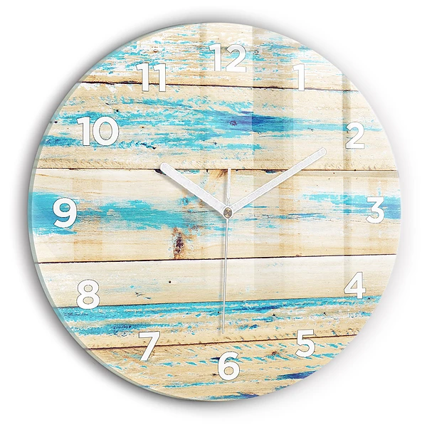 Horloge ronde Bois rayé