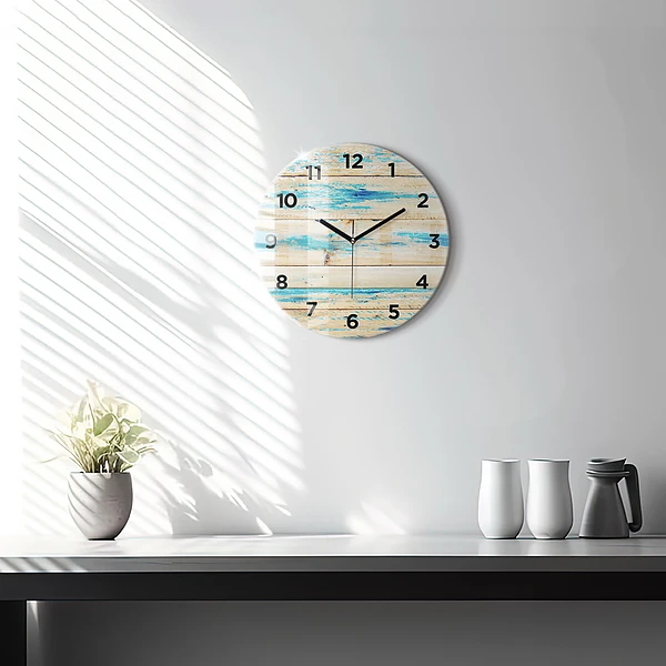 Horloge ronde Bois rayé