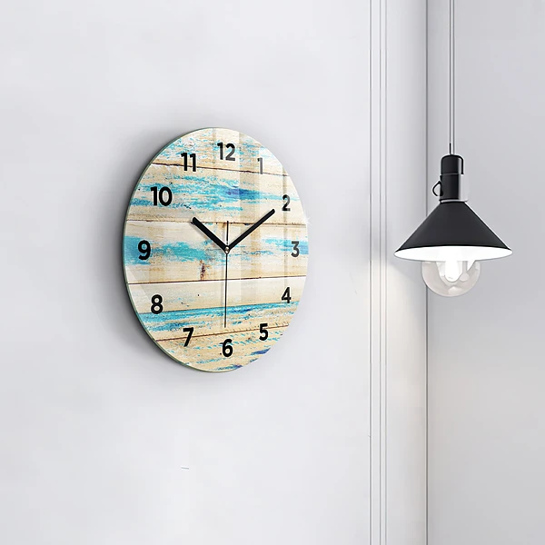 Horloge ronde Bois rayé