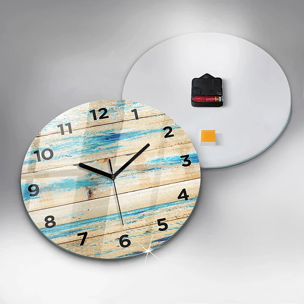 Horloge ronde Bois rayé