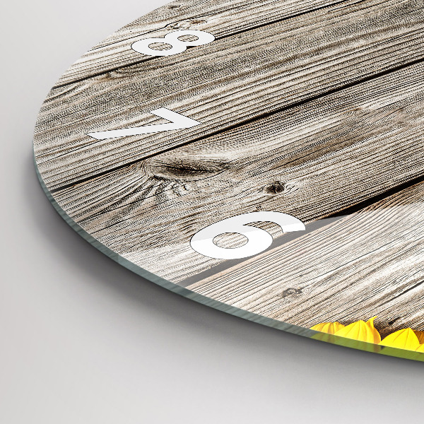 Horloge ronde Tournesols sur planches