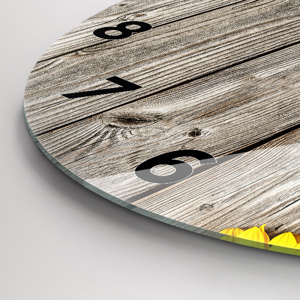 Horloge ronde Tournesols sur planches