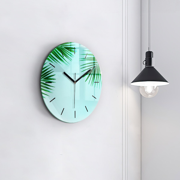 Pendule murale ronde Palmiers verts