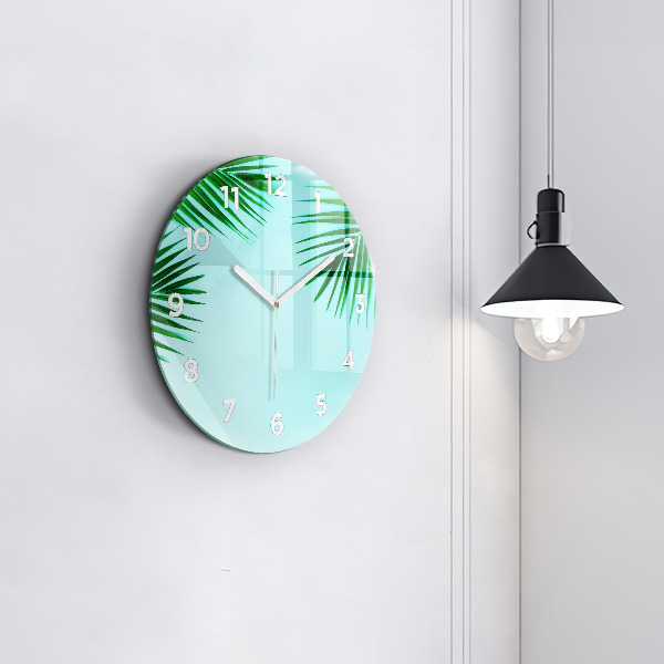 Pendule murale ronde Palmiers verts