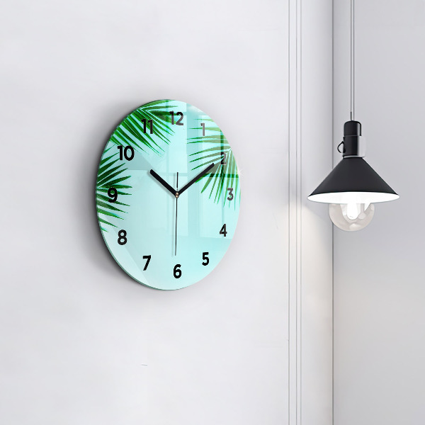 Pendule murale ronde Palmiers verts