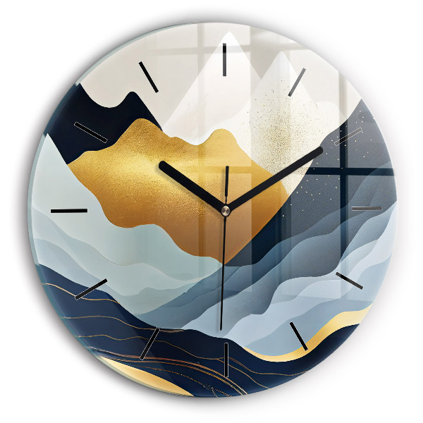 Horloge ronde Montagnes abstraites