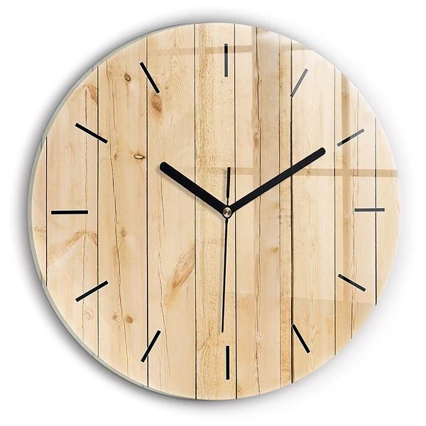 Horloge ronde planches de bois