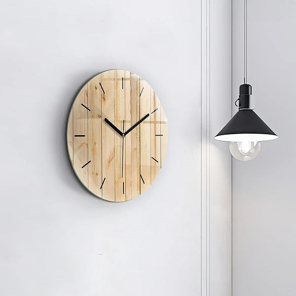 Horloge ronde planches de bois