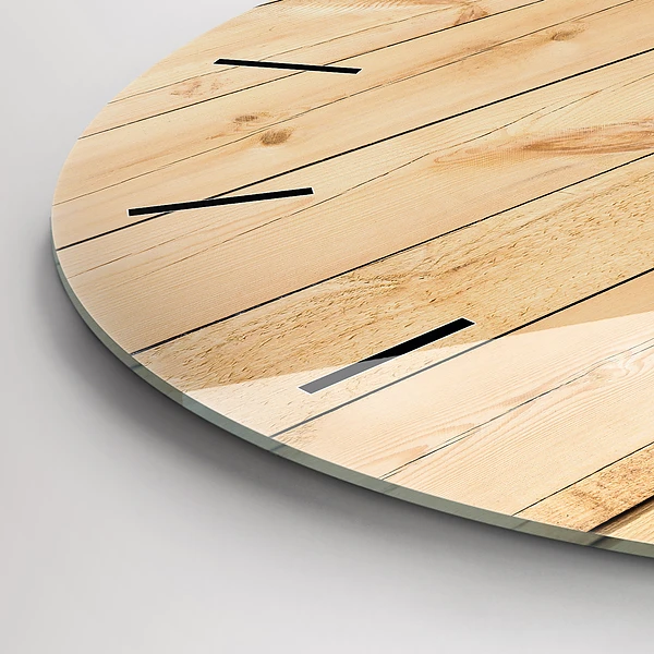 Horloge ronde planches de bois