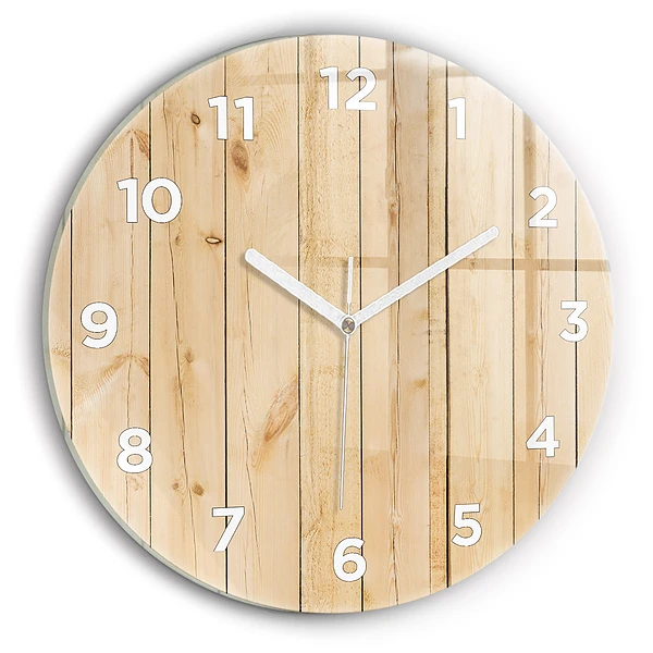 Horloge ronde planches de bois