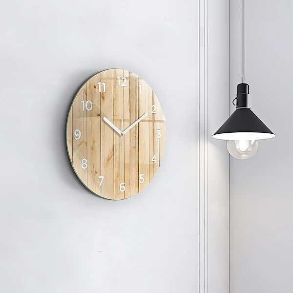 Horloge ronde planches de bois