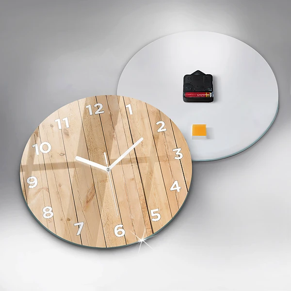 Horloge ronde planches de bois