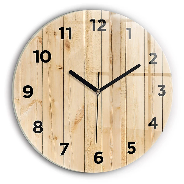 Horloge ronde planches de bois