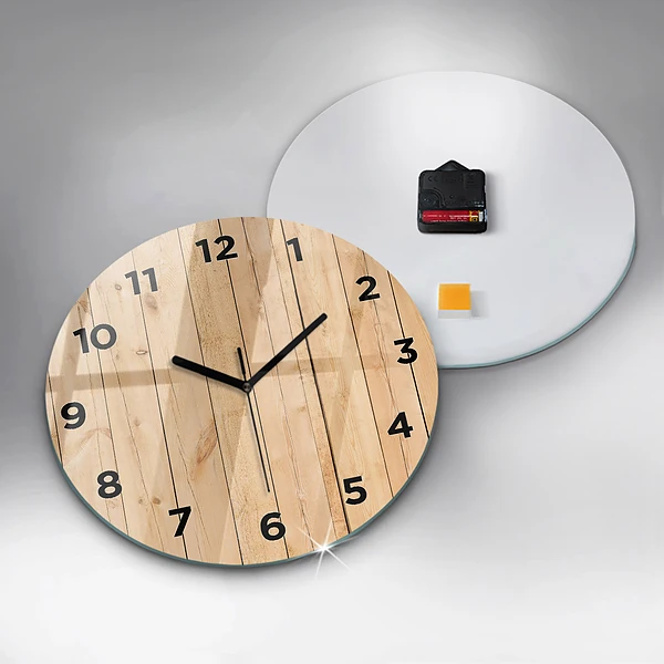 Horloge ronde planches de bois