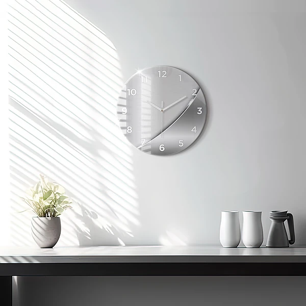 Horloge ronde Motif argenté