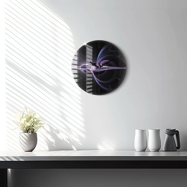 Horloge ronde Abstraction violette