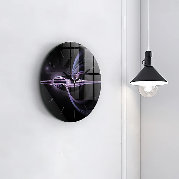 Horloge ronde Abstraction violette