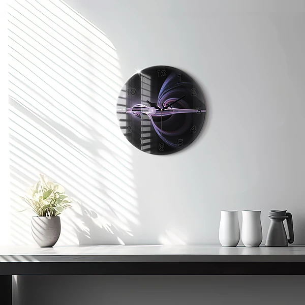 Horloge ronde Abstraction violette