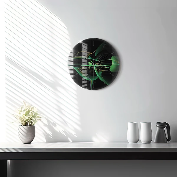 Horloge ronde Abstraction verte