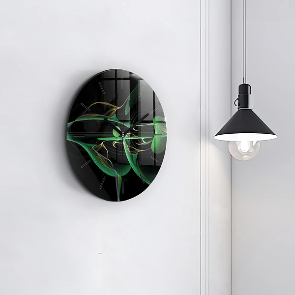 Horloge ronde Abstraction verte