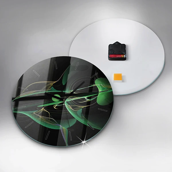 Horloge ronde Abstraction verte